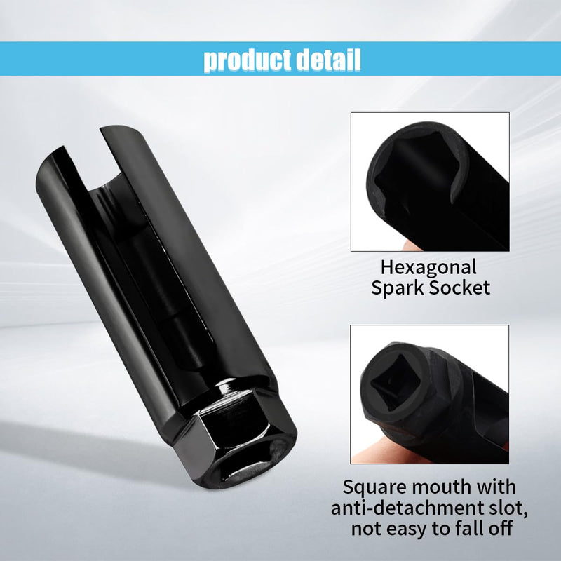 Car Oxygen Sensor Socket with Side Wire Cutout, 3/8 Inch Drive ×7/8 Inch (22mm) with 5/16" Opening, Oxygen Sensor Offset Removal, Universal 6-Point O2 Installation Tool 1
