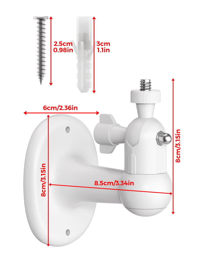2-Pack Ring Camera Wall Mount, 360° Adjustable Indoor Outdoor Security Camera Bracket Compatible with Ring Spotlight Cam Plus/Pro/Battery & Stick Up Cam for Wider Coverage and Flexible Viewing White