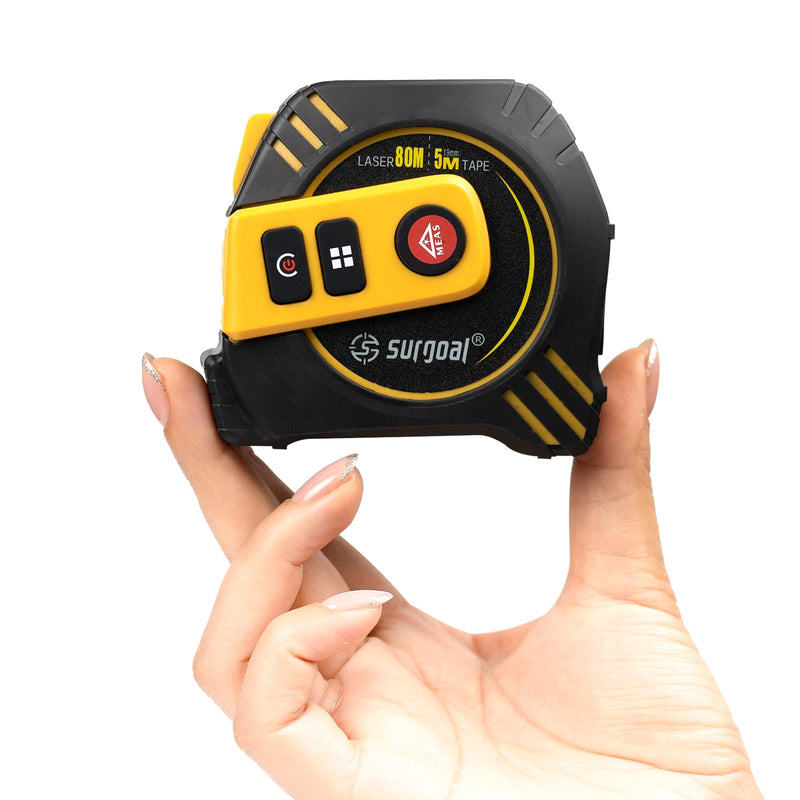 2-in-1 Laser Tape Measure 262ft Rechargeable Digital Tape Measure with Laser 16Ft Construction Measuring Tape for Woodworking and DIY, Pythagorean, Area, Volume, Ft/Ft+in/in/M Unit Magnetic Hook Red Laser Tape 16ft+262ft One Size