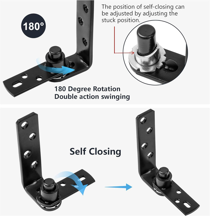 Double Swinging Saloon Door Hinge,304 Stainless Steel, 50Lbs Load Bearing | Acting Gravity Self Closing Hinges Hardware,Self-Closing For Swinging& Cafe/Bar Door,For 1 Door ClassicBL