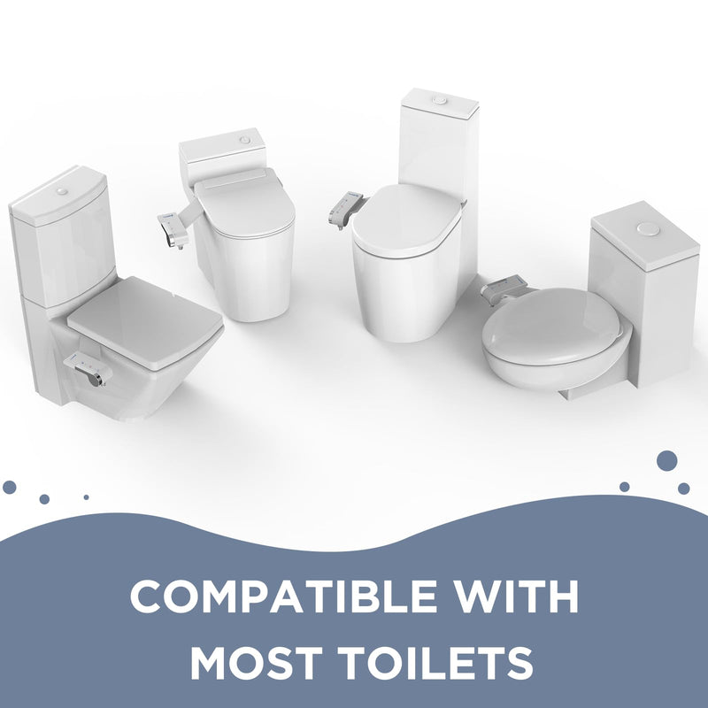 HOPOPRO Bidet Attachment for Toilet, Non-Electric Bidet Ultra-Slim Dual Nozzle (Feminine/Rear Wash), Cold Water Bidets Sprayer for Existing Toilets with Adjustable Pressure Control 1-Min Install 2 Modes White
