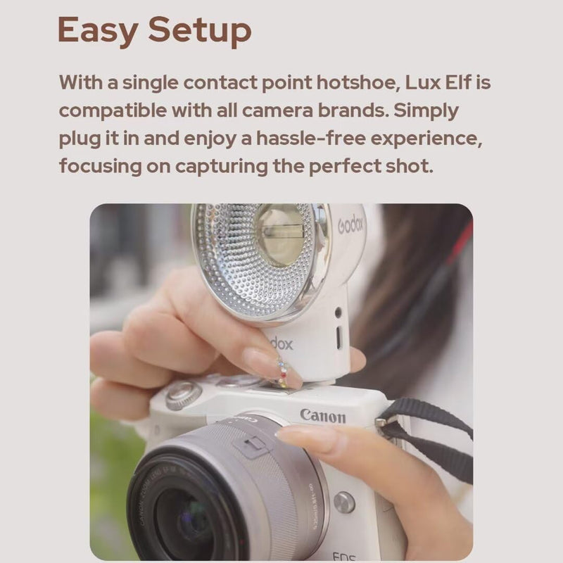 Godox Lux Elf Retro Camera Flash for Canon Sony Nikon Fuji Olympus,Built-in 7.4V 350mAh Lithium Battery Type-c Port