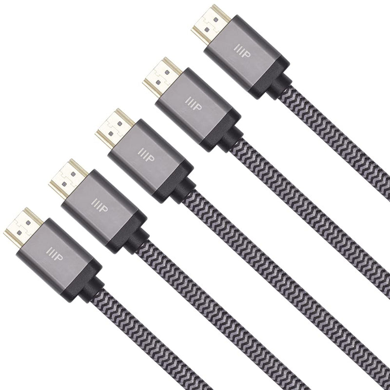 Monoprice 8K Certified Ultra High Speed HDMI Cable - Braided - HDMI 2.1, 8K@60Hz, 4K@120Hz, 48Gbps, HDR, VRR, CL2 In-Wall Rated, 10ft, Black 10 ft Type: Braided 1 Pack