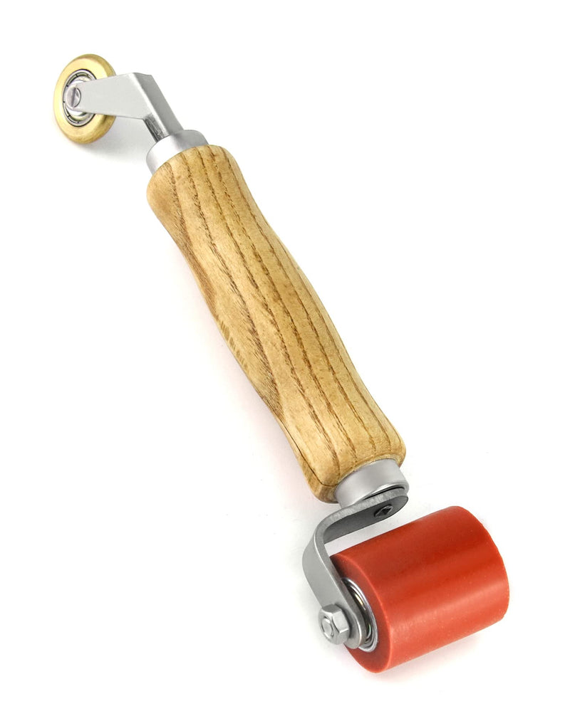 QWORK Seam Roller, 40mm Silicone Seam Roller with 6mm Brass Detail Penny Roller, Smoothing Seam Roller Tool for PVC/TPO/EPDM Single Ply Roofing Tape Seam Roller with Detail Penny Roller 1 Pc