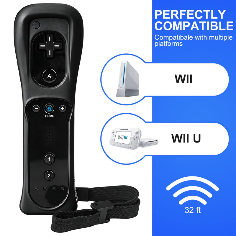JYELUK Wii Controller,Wii Remote Controller 2 Pack, Black | Compatible with Nintendo Wii,with Wrist Strap and Case