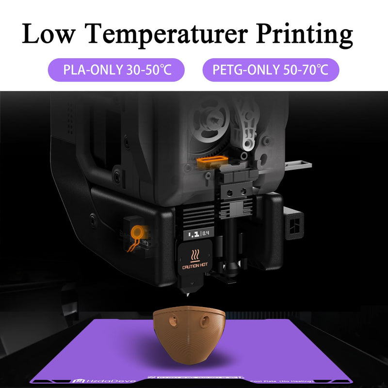 HzdaDeve Upgraded Cool Plate for H2C/A2L Combo No Heating No Glue Low Temperature Cold Build Plate 335x346.5MM Double Sided Smooth Board Sheet Bed PEI Platform for Bambu Lab 3D Printer (Purple) Purple