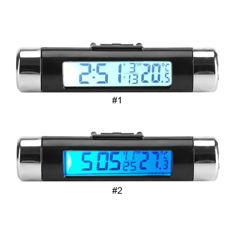 Car Clock Thermometer,Clip on Truck Car LCD Thermometer Automotive Digital Backlight Clock Monitor Blue Backlight for Using in The car(Blue Background) Blue background