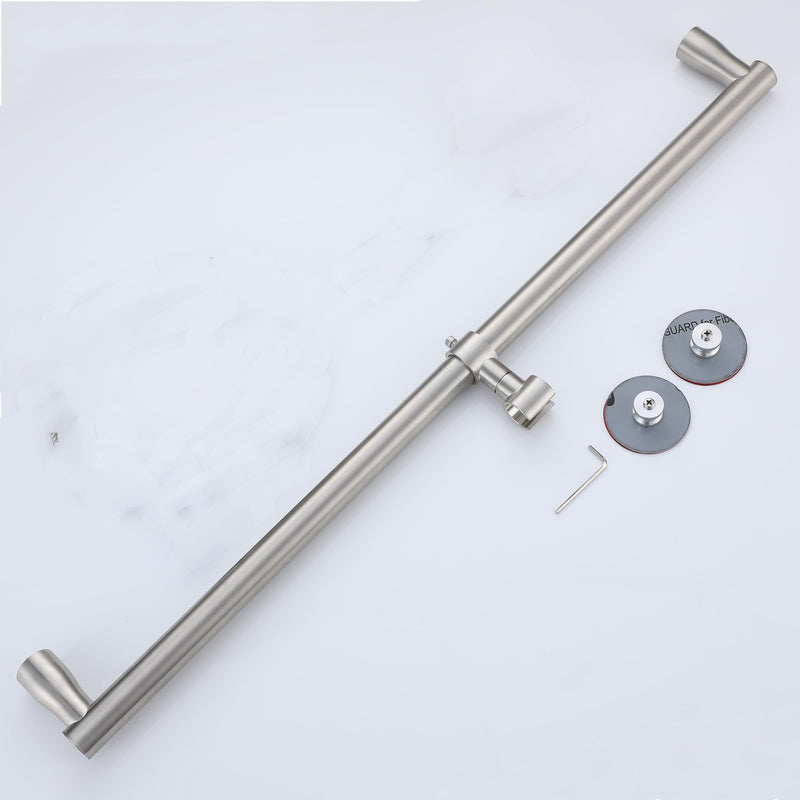 RRAJJ Shower slide bar that is installed by pasting or punching holes，Adjustable height 28 inch of all SUS304 stainless steel Shower Head Holder (all stainless steel- Brushed Nickel) all stainless steel- Brushed Nickel