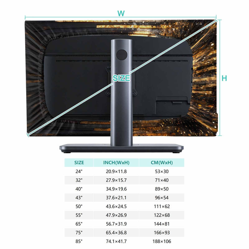 Elastic Indoor TV Cover 50" Dust Protector, Luxury Golden Black Stretch Fabric Flat Screen TV Covers, Geometric Art Deco Modern Universal Washable Anti-scratch Cover for Curved LCD LED OLED TVs Amber Gold, Charcoal, Ash, Bronze 50 Inches - 43.6"x24.5"