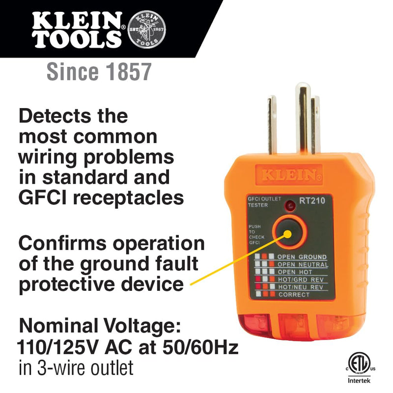 Klein Tools NCVT5KIT Electrical Test Kit, Dual-Range Non-Contact Voltage Tester with Laser Pointer and GFCI Receptacle Tester 2-piece Kit