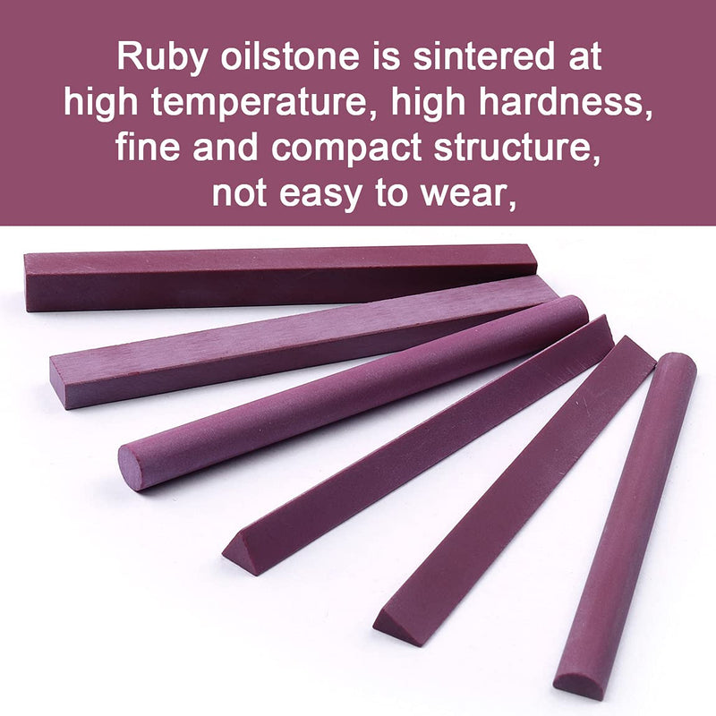 ATOPLEE Polishing Stone, 6pcs Grit 3000# Ruby Whetstone Polishing Stone Oilstone Graver Sharpening Tool 6 Shapes,Square/Triangle/Semicircle/Cylindrical/Edge/Rectangle