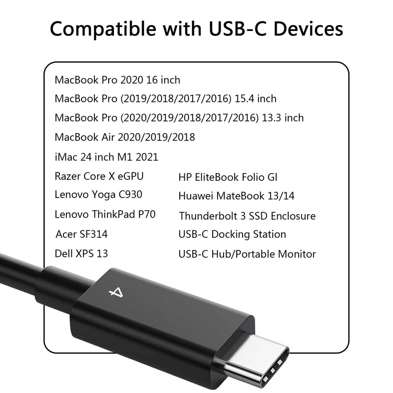 Thunderbolt 4 Cable 2.6 ft, Grtoeud USB-C Cable Single 8K or Dual 4K Displays, 40Gbps Data Transfer, Compatible with USB4, Thunderbolt 3, MacBook Pro, iMac 24, Docking Station, External SSD, Hub, eGPU 2.6FT Compatible with Thunderbolt 4 Black