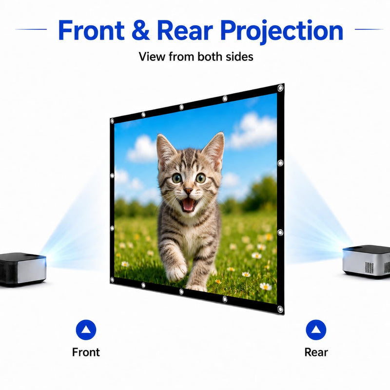 Portable Projector Screen 100 Inch 16:9: Foldable Anti Wrinkle, Lightweight Double Sided Movie Screen for Indoor Outdoor Movies, Home Theater, Backyard, Camping, Families & Movie Lovers