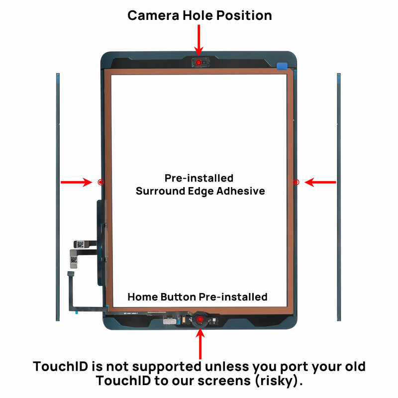 Screen Replacement for iPad 5 5th Generation 9.7", Touch Glass Compatible with iPad A1822 A1823 with Home Button and Tool Set