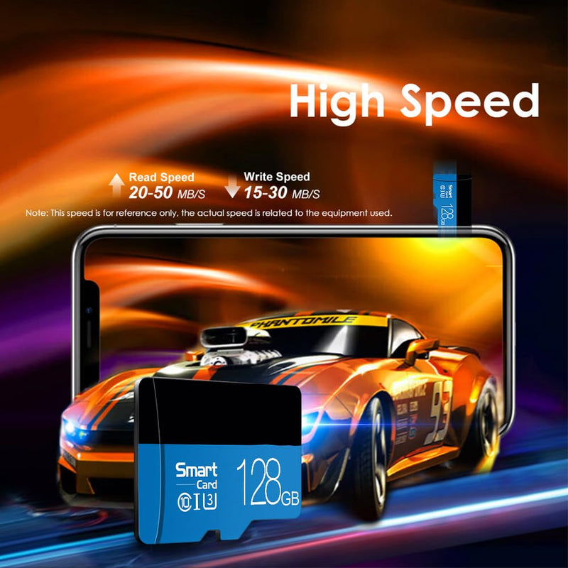 128GB SD Card, 4K Video for Dash Cam & Security Camera (Blue) | C10 U3 V30 A2, High Speed for Smartphones, Tablets, Gaming