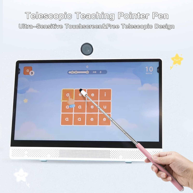 Telescopic Stylus Pen,2-in-1 Pointer Stick and Touch Screen Pen,Retractable and Extendable Pointer,Compatible with All Capacitive Screens for Teachers, Presenters,School-Extends 24.8'' (Pink) Pink