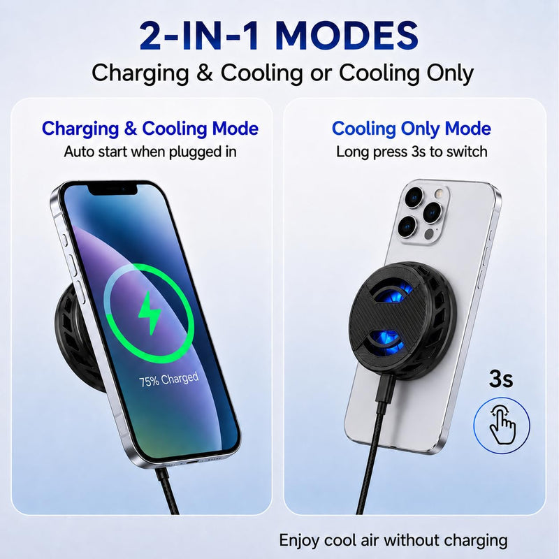 Magnetic Phone Cooler, Lightweight Portable RGB Cooler | with Wireless Fast Charging