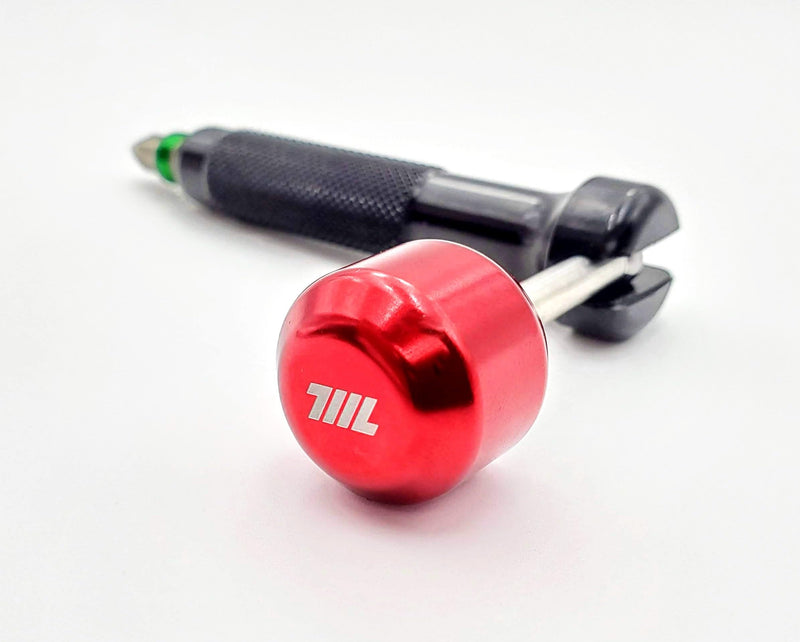 711L Lollipop Bit Driver - Pocket EDC Screwdriver with Retractable Lever for Extra Torque - Interchangeable 1/4" Hex Bit Driver (Aluminum Black) Aluminum Black Red