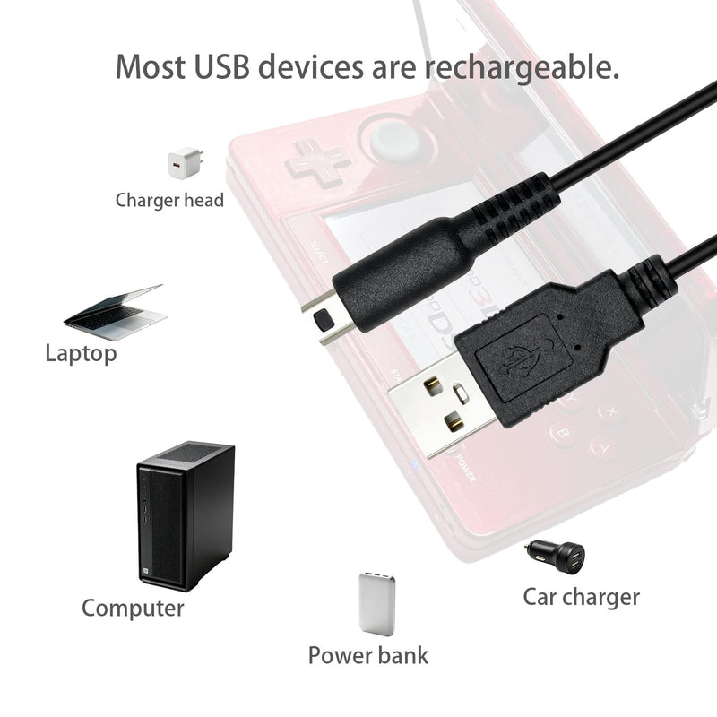 2-Pack 3.9FT USB Charging Cables Compatible withNintendo New 3DS XL/New 3DS/3DS XL/3DS/New 2DS XL/2DSXL/2DS/DSi/DSi XL Replacement Charging Cable