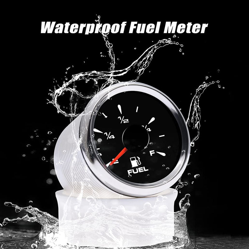  [AUSTRALIA] - 52mm Digital Fuel Level Gauge 240-33ohm 0-190ohm Boat Fuel Gauge Adjustable 8 Color Backlight for Car Boat Truck Vehicle Black / Sliver