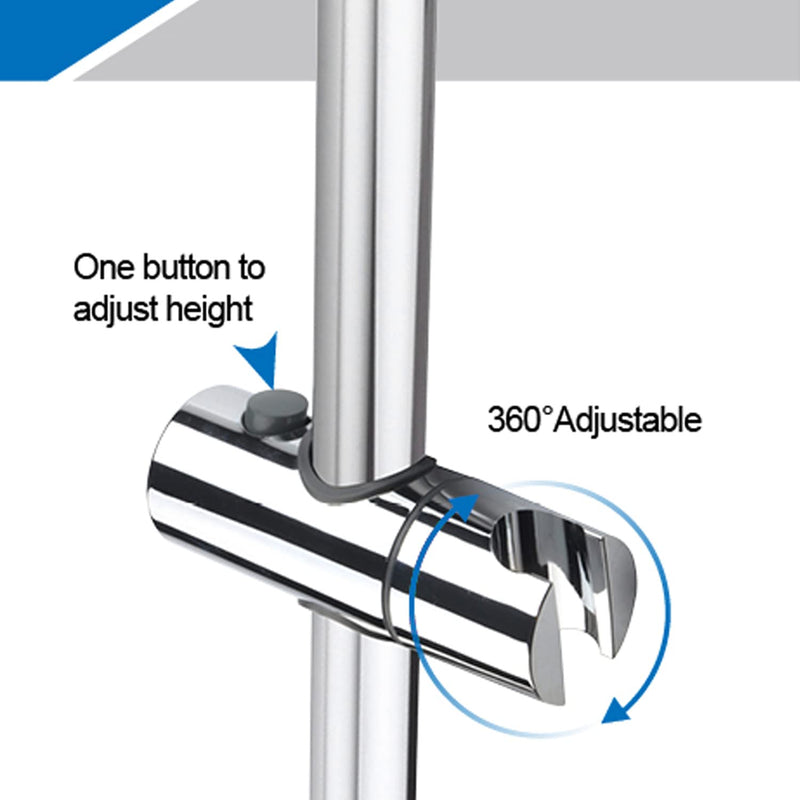 Chrome Shower Slide Bar, Bathroom Shower Slide Bar with Adjustable Handheld Shower Holder, Stainless Steel Slide Slide Bar Wall Mount Chrome