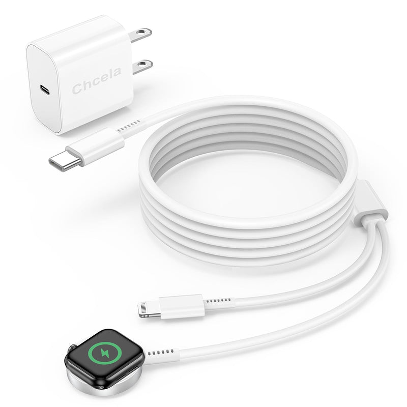 𝟐𝟎𝟐𝟒 𝐔𝐩𝐠𝐫𝐚𝐝𝐞𝐝 Apple Watch Charger,2-in-1 USB C Charger for iWatch & iPhone,6FT Fast Charging Cable with 20W Fast Wall Charger for Apple Watch Series 8/7/6/5/SE & iPhone14/13/12/AirPods 6 FT White 1