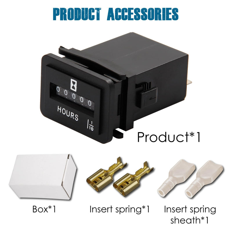 Runleader Mechanical Hour Meter for Maintenance,Volt.DC 6V to 80V for Lawn Mower Golf Cart Boat Forklift Motorhome Sawmil etc. DC 6V-80V
