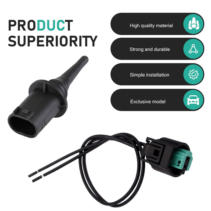 2 PCS Outside Ambient Air Temperature Sensor and Plug Kit,Import Direct Ambient Temp Sensor Connector, OEM #0075421318 0005428418 5S11829, Compatible with Benz (Black)