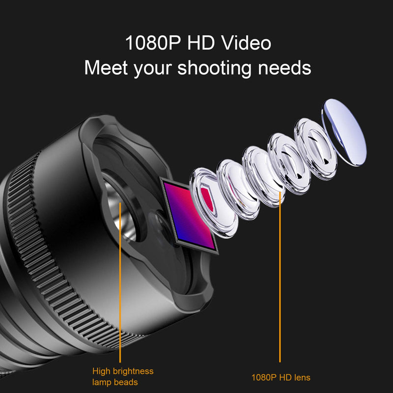 LED Flashlight Recorder, Flashlight Helmet Camera with Handle Brackect, 1080P FHD, 5 Lighting Modes, 120° Wide Angle, 2200mAh Rechargeable Battery for Cycling,