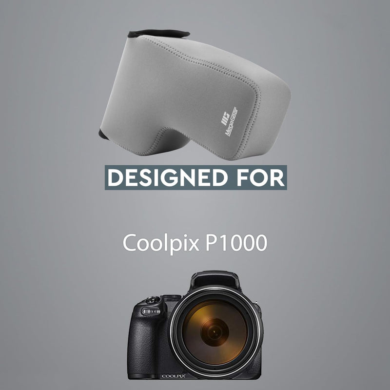 MegaGear MG1532 Nikon Coolpix P1000 Ultra Light Neoprene Camera Case - Gray, Compact