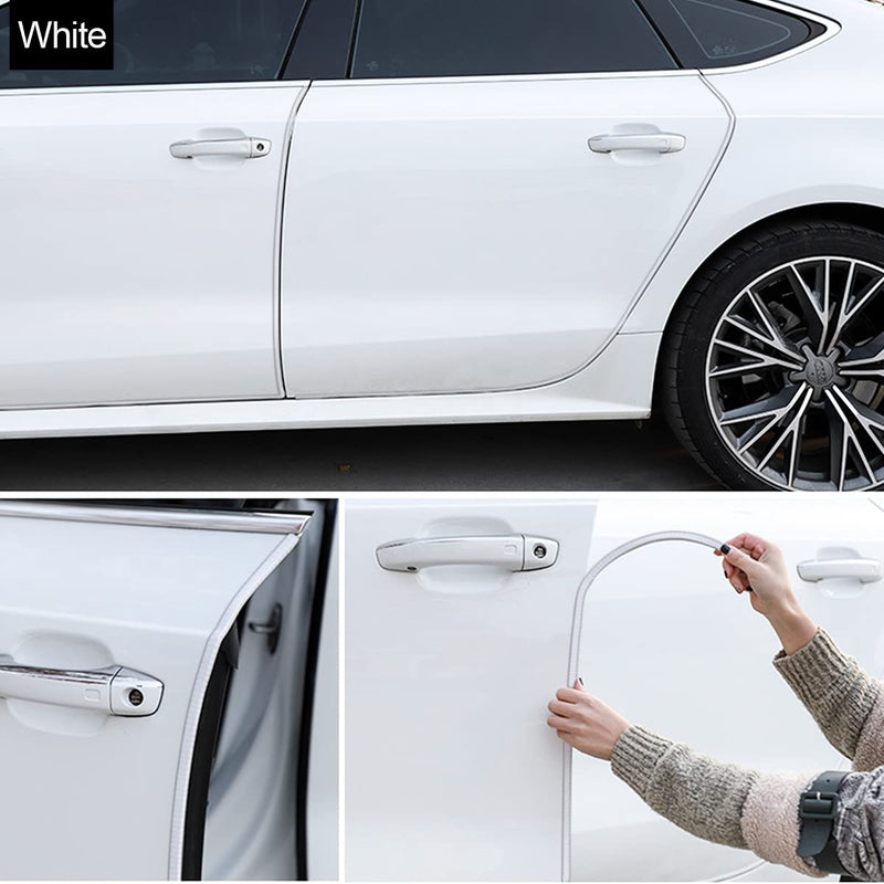 Car Door Edge Guards, 32Ft Universal Rubber Seal Protector U Shape Edge Trim Car Door Edge Protection for Most Car, Aluminum Boat Edge Guards White