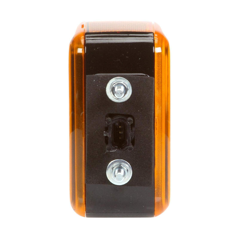 Truck-Lite 5800AA Incandescent Light (Signal-Stat 5800 Series Yellow Square Dual Face, Side Marker, 1 Bulb, 3 Wire, Pedestal Light, 2 Stud, Black, Stripped End)