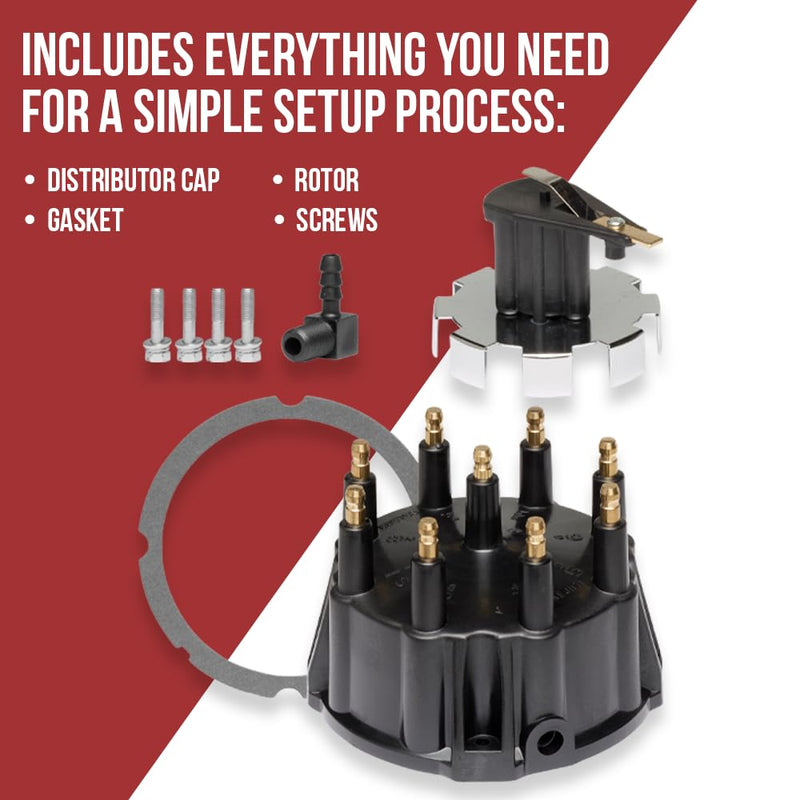THUNDERBOLT Distributor Cap and trigger wheel Rotor Kit with gasket and screws for Mercruiser 5.0, 5.7, 7.4, 8.2 5.0L 5.7L 7.4L 8.2L V8 engines 805759Q3, 805759T3 18-5935.