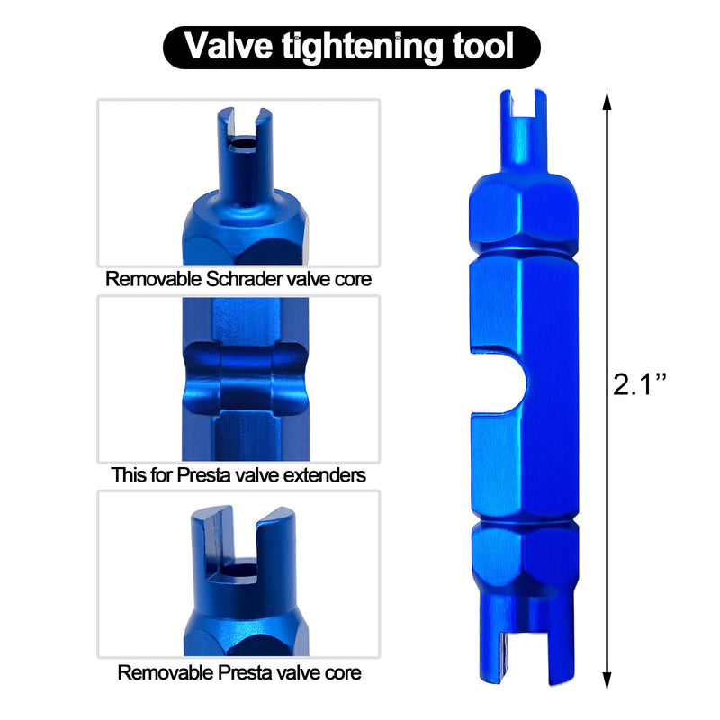 Medsuo Bicycle Valve Core Remover Tool Kit Universal Bike and Car Valve Core Repair Tightening Tool and 12pcs Valve Cores Replacement Compatible with Presta and Schrader Valve - Blue