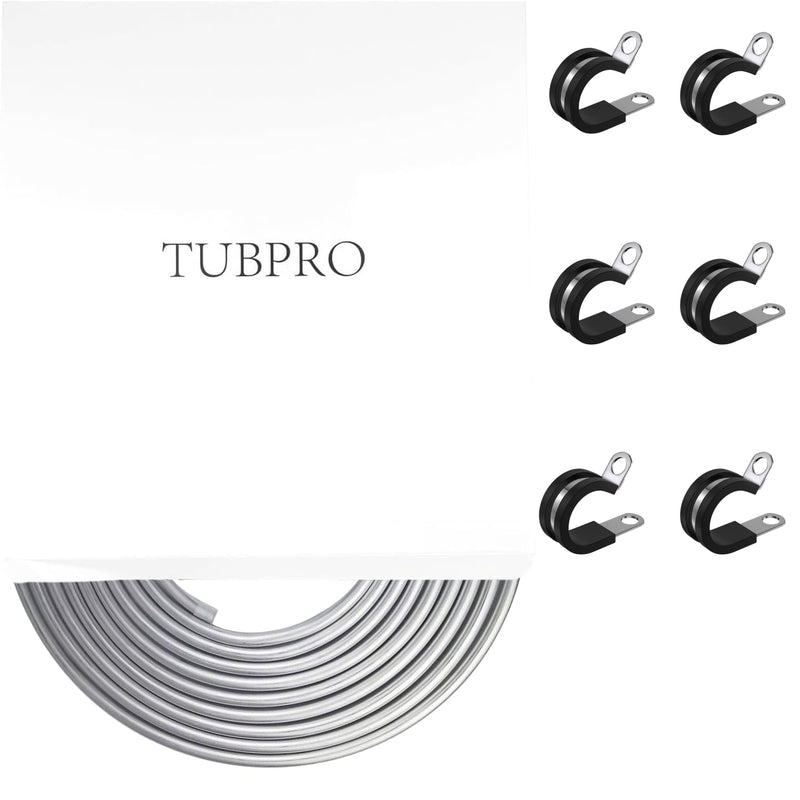 3/8" OD Fuel Line, 25FT Transmission Line, 3003 Grade Aluminium Tubing with 6 Clamps/Holders for Brake Line, Metal Gas Line, Refrigeration Equipment 3/8"OD-25FT