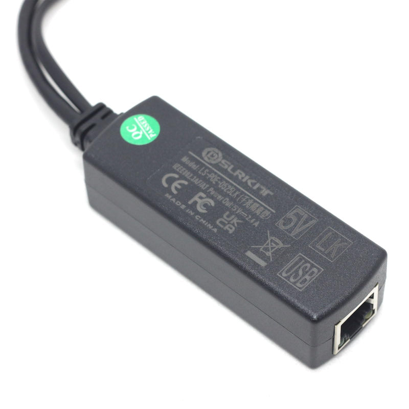 Gigabit Ethernet Active PoE Splitter 48V to 5V 2.4A with USB Female Type A Port
