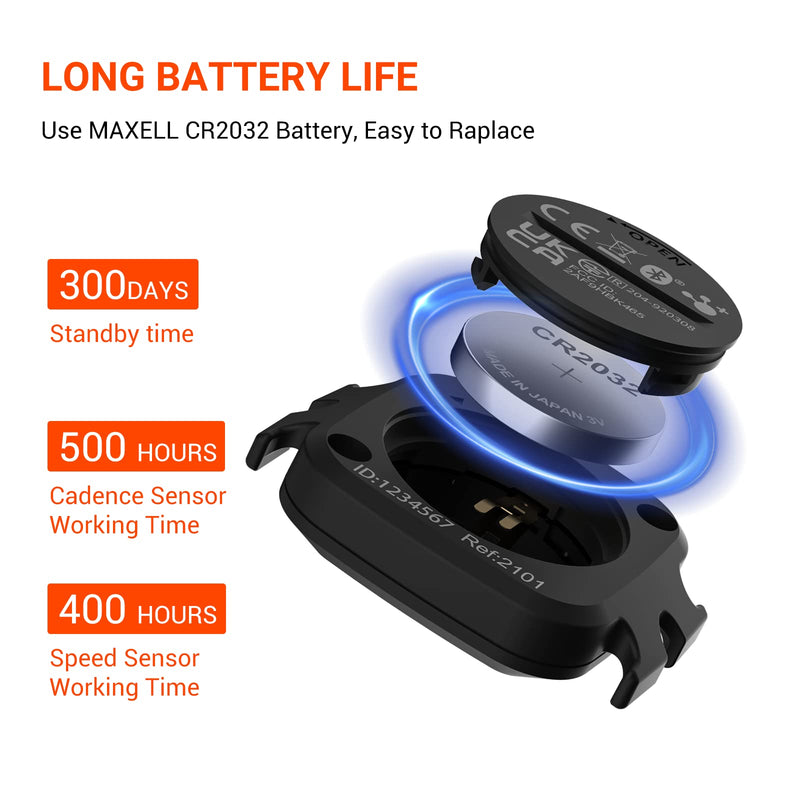 COOSPO Cadence & Speed Sensor for Cycling, Wireless Bluetooth & ANT+ Bike RPM Sensor for Cycling Computers, Compatible with IP67 / Rouvy / Zwift / Peloton / Wahoo / CooSporide Cadence&Speed Sensor*2