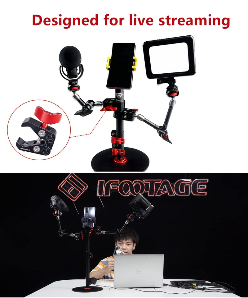 IFOOTAGE Pipe Clamp PC-01, Black C Clamp for DSLR Camera Rig, LED Lights, Flash Light, LCD Monitor