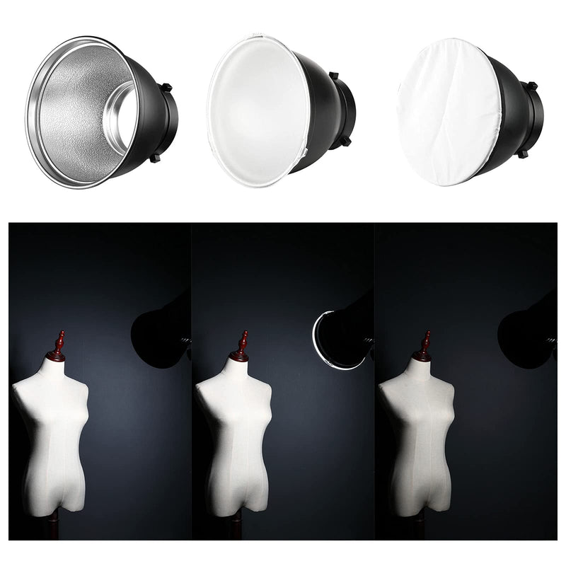 Soonpho Standard Reflector Beauty Dish Diffuser Lamp Shade 7"/ 18cm Photography with 10°/20°/30°/40°/50°/60° Degree Honeycomb Grid,6 Colors Soft Cloth for Studio Strobe Flash Light Speedlite