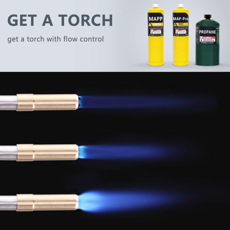 MAPP/MAP/PROPANE Gas Torch,Maximum Temperature 2372℉/1300℃ for Welding, Brazing, Soldering, Thawing, Grilling & More,Use Safe (Fits CGA600, 14.1oz Fuel) Black