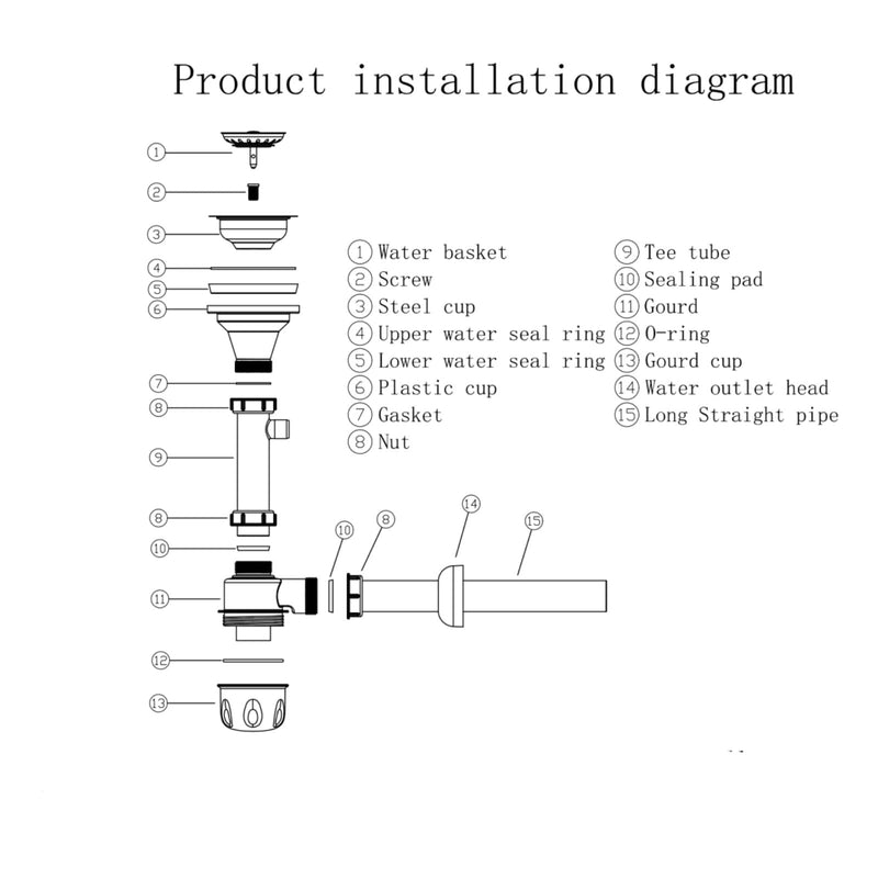 1 1/2" Sink Drain Kit P-Trap Drain Strainer Adjustable Height with 3-1/2" Kitchen Sink Drain Assembly Kit 304 Stainless Steel for Single Kitchen Sinks Bar Sinks and Laundry Sinks Gray