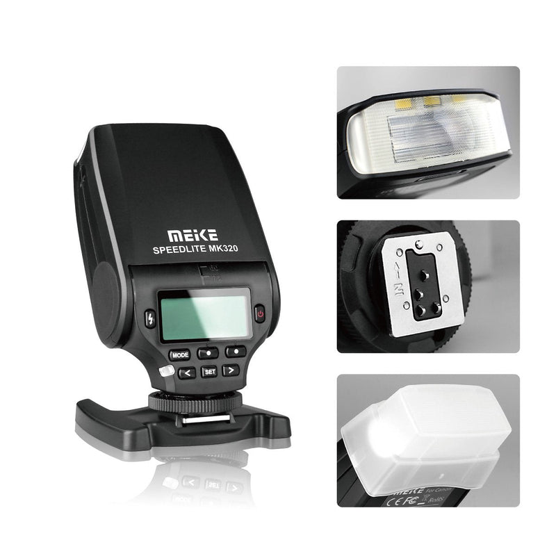 MEIKE MK-320P Mini TTL Speedlite Automatic Flash GN32 Fit Olympus Panasonic and M4/3 Mount Camera E-P5 E-PM E-M1 E-M5 E-M10 E-PL5 E-PL6 E-PL7 GM5 GX1 GX7 GX8 G3 LX100
