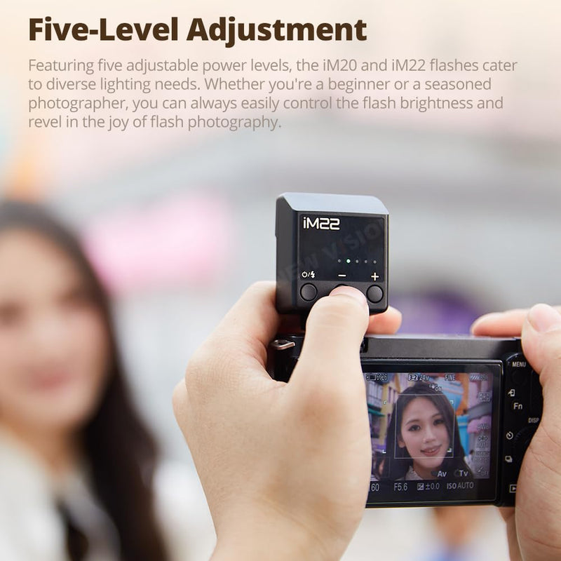 Godox iM20 Mini Flash for Camera, with Built-in Battery | GN10, USB-C Charging, 5 Power Levels, 440 Full-Power Flashes for Fuji Sony Nikon Canon Olympus Camera (iM20 White) iM20 White