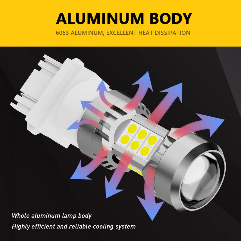 PHINLION 3200 Lumens 3157 LED White Bulb, 6000K Super Bright 3056 3156 3057 4114 4157 LED Bulbs for Backup Reverse Lights and DRL Daytime Running Lights, Pack of 2