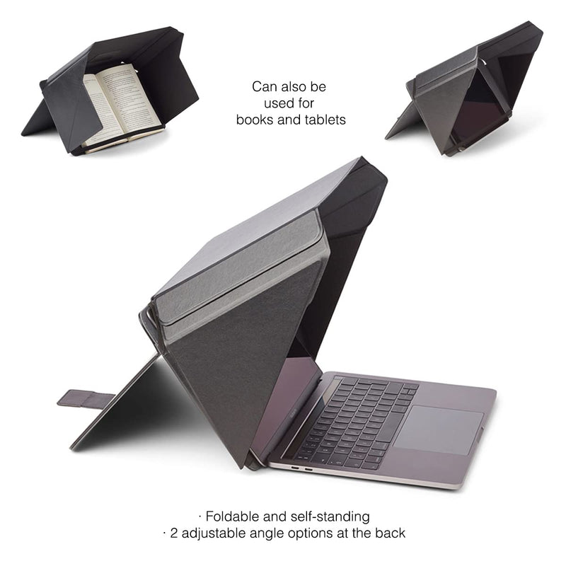 4-in-1 Laptop Sun Shade Lux Hood - Screen Shade, Privacy Screen, Heat Protection, Contrast Enhancement - Fits 12”/13”/14” Laptops, Self-Standing Cover with Pocket - Black 12-14in