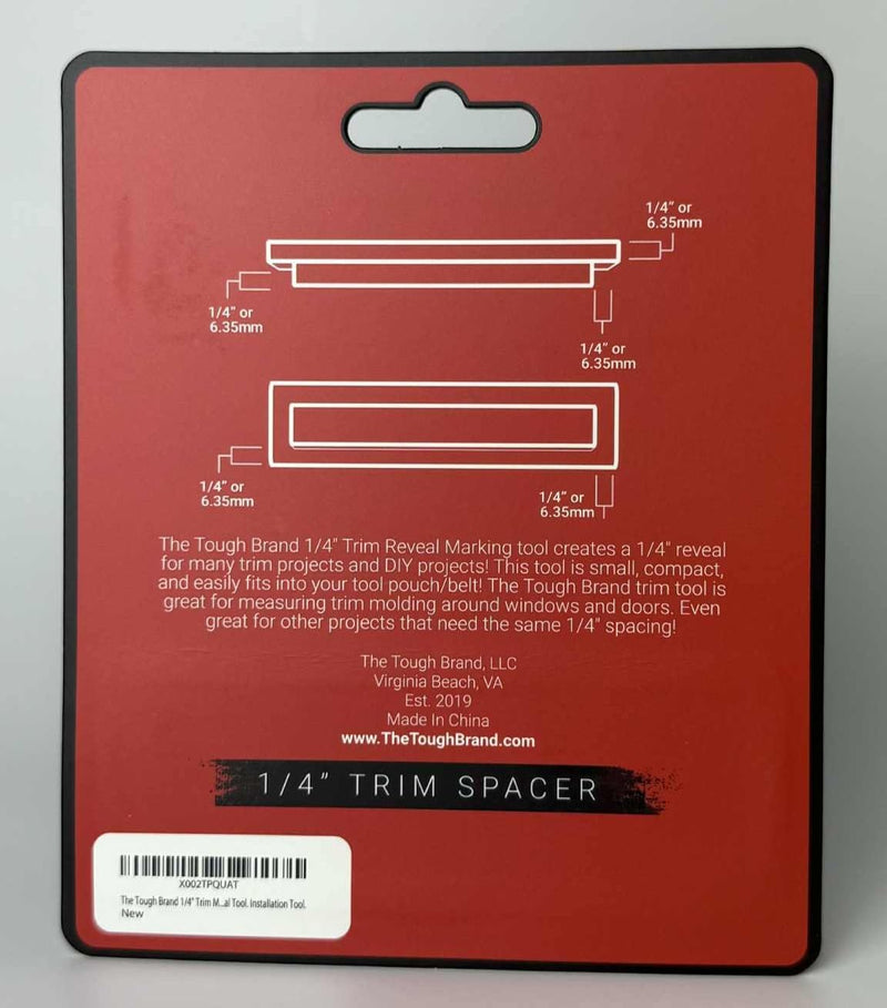 1/4" Trim Molding Spacer/Reveal Tool. CNC Machined. Billet Aluminum. Wood Reveal Spacing Tool. Trim Reveal Tool. Installation Tool. Precision Trim Tool.