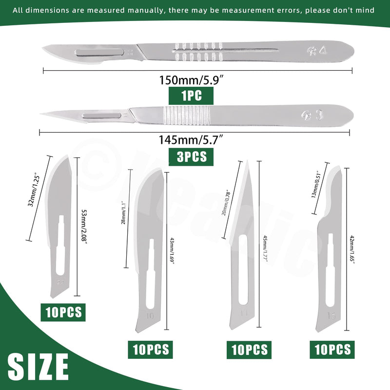 Keadic 44Pcs 2 Style Scalpel Blades Handle with #10#11#15#22 Surgical Sterile Blades, High Carbon Steel Laboratory Blade-Lab Knives for Practicing Cutting, Sculpting, Callus Removal #10 #11 #15 #22
