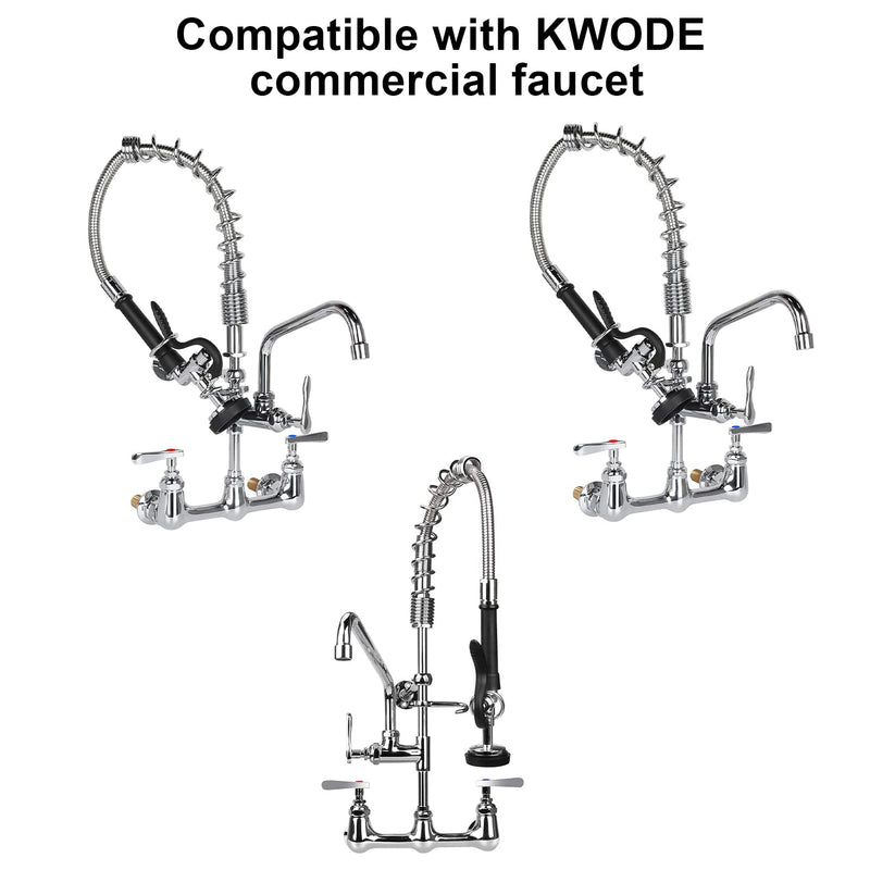 KWODE Pre-Rinse Spray Valve Replacement Head for Commercial Kitchen Faucet 1.42GPM Commercial Sink Sprayer High Pressure Dishwasher Sprayer Nozzle with Hand Grip Assembly (Grey)