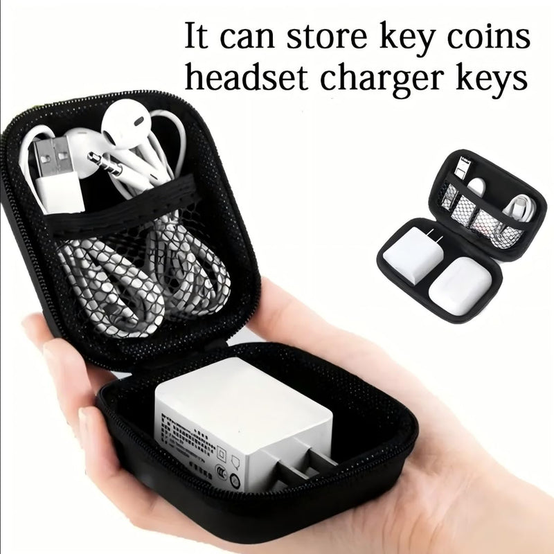 2pcs Zippered Pouches with Organizer Trays-Lightweight,Portable Case for Earphones,Chargers,Data Cables,Keys,Coins &Jewelry -Durable EVA,Accessory Storage| Zippered Pouches Cable Organizer Blue 1 Small+1 big