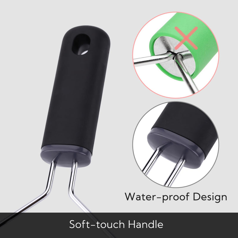 KITCHENDAO Non-Scratch Potato Masher, Heavy Duty 18/8 Stainless Steel Wrapped In Premium Silicone, Soft Touch Handle, Versatile Masher Hand Tool & Potato Smasher, Gift for Christmas-Black 9.69"L x 4.72"W Black